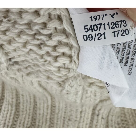 American Eagle Cable Knit Sweater Size XLT Ecru Cotton Fisherman Cream - Picture 9 of 9